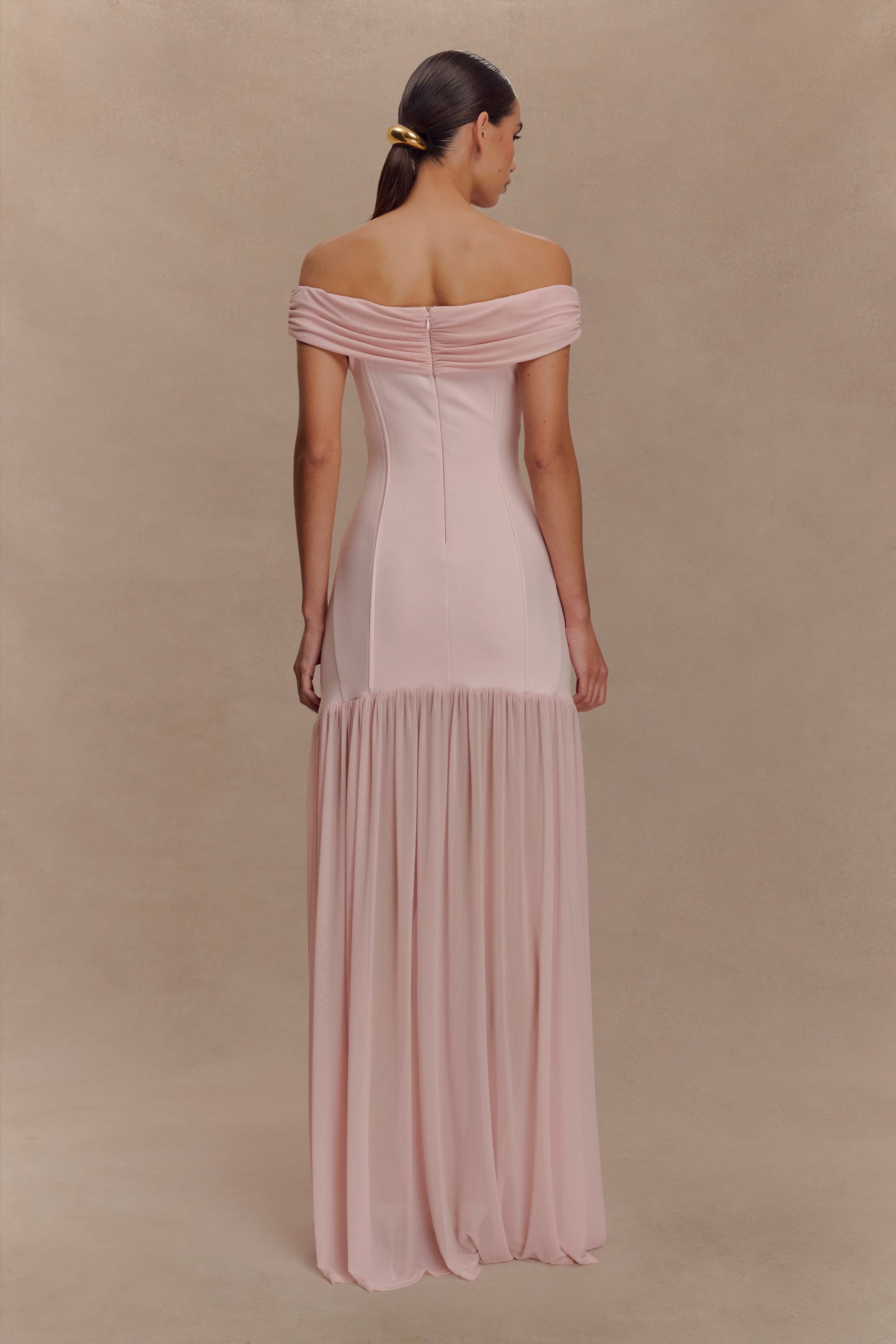 Lola Off Shoulder Crepe Maxi Dress