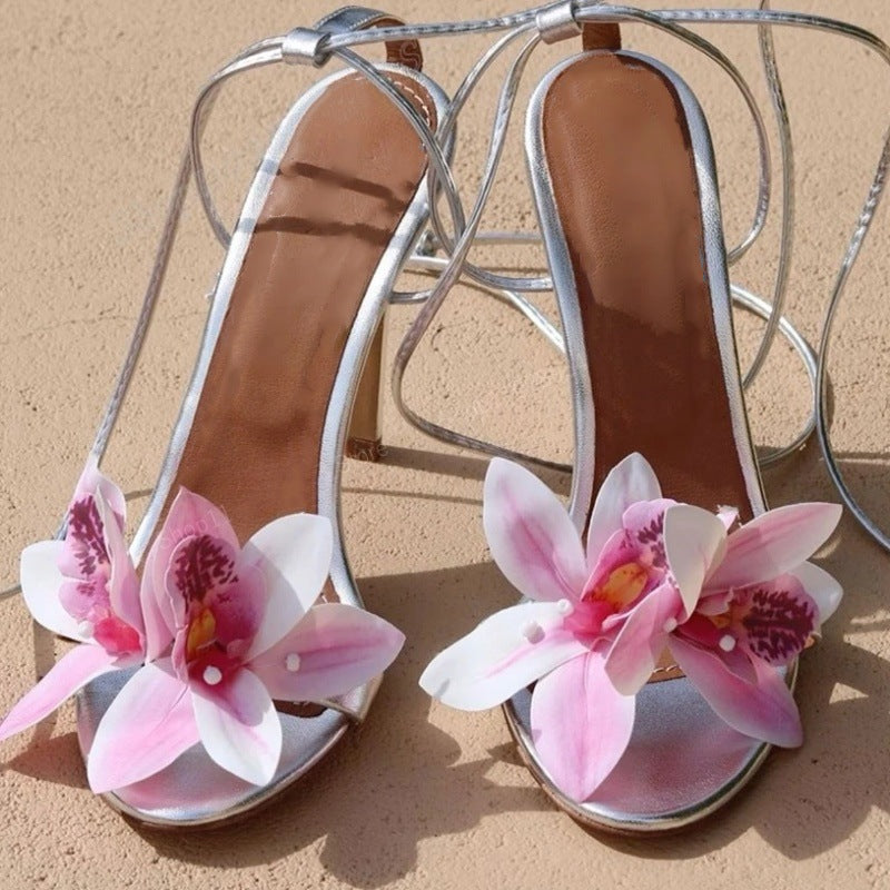 Merilyn | Open High-heeled Sandals with Cross Straps