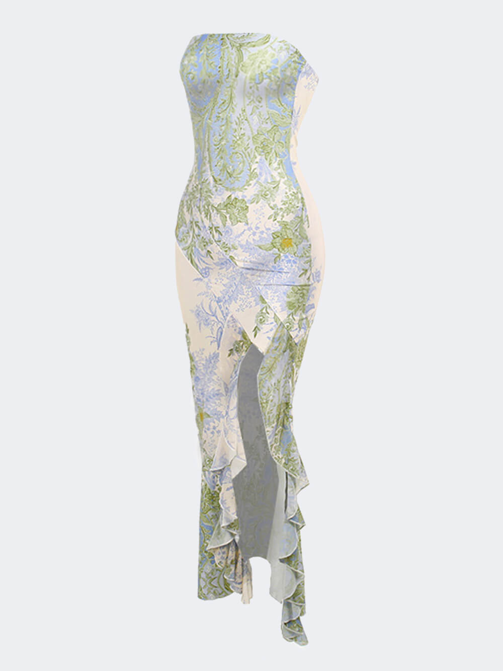 Flowerprint sexy maxi dress with split