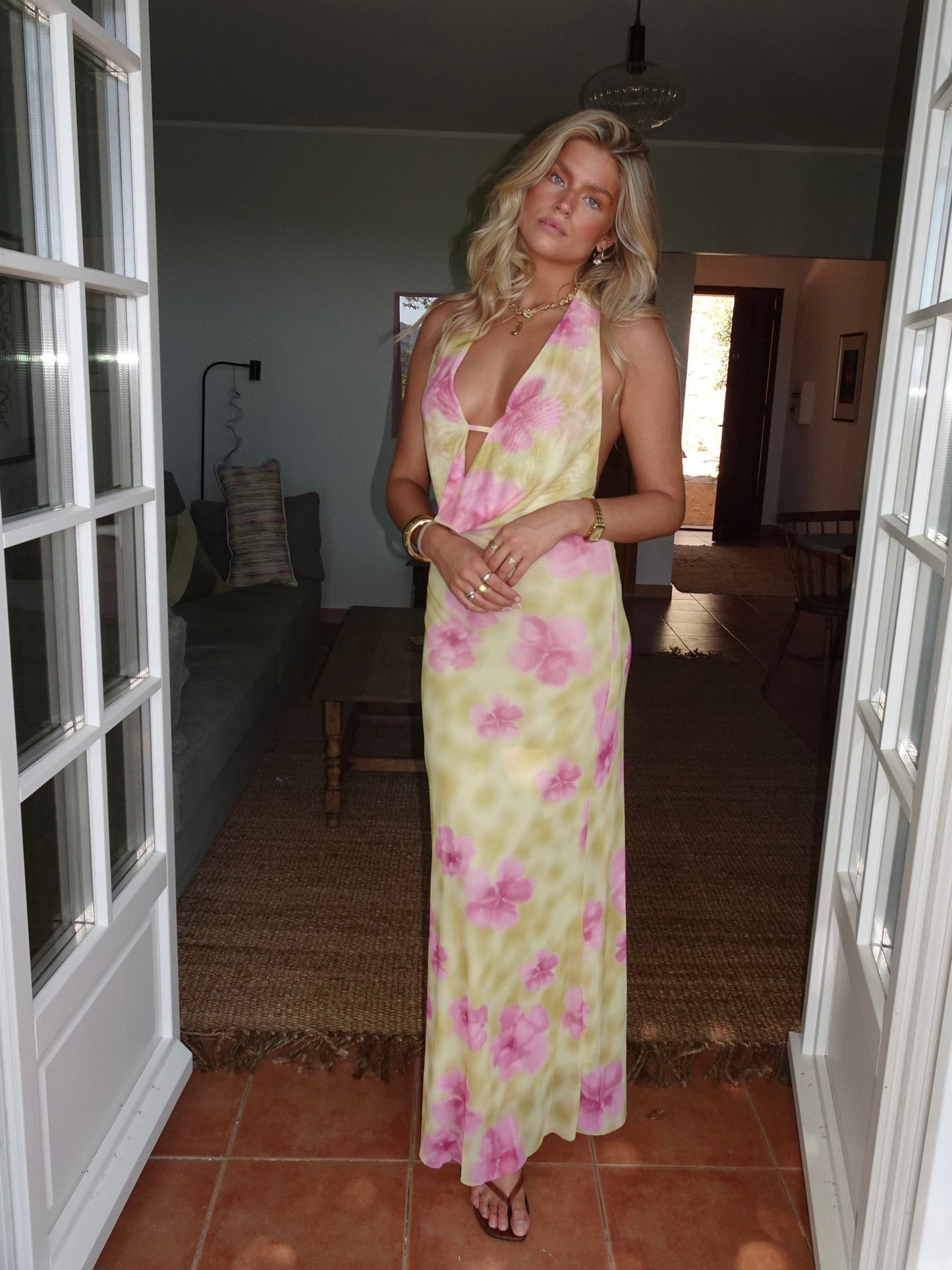 Columbine | Floral Halter Maxi Dress