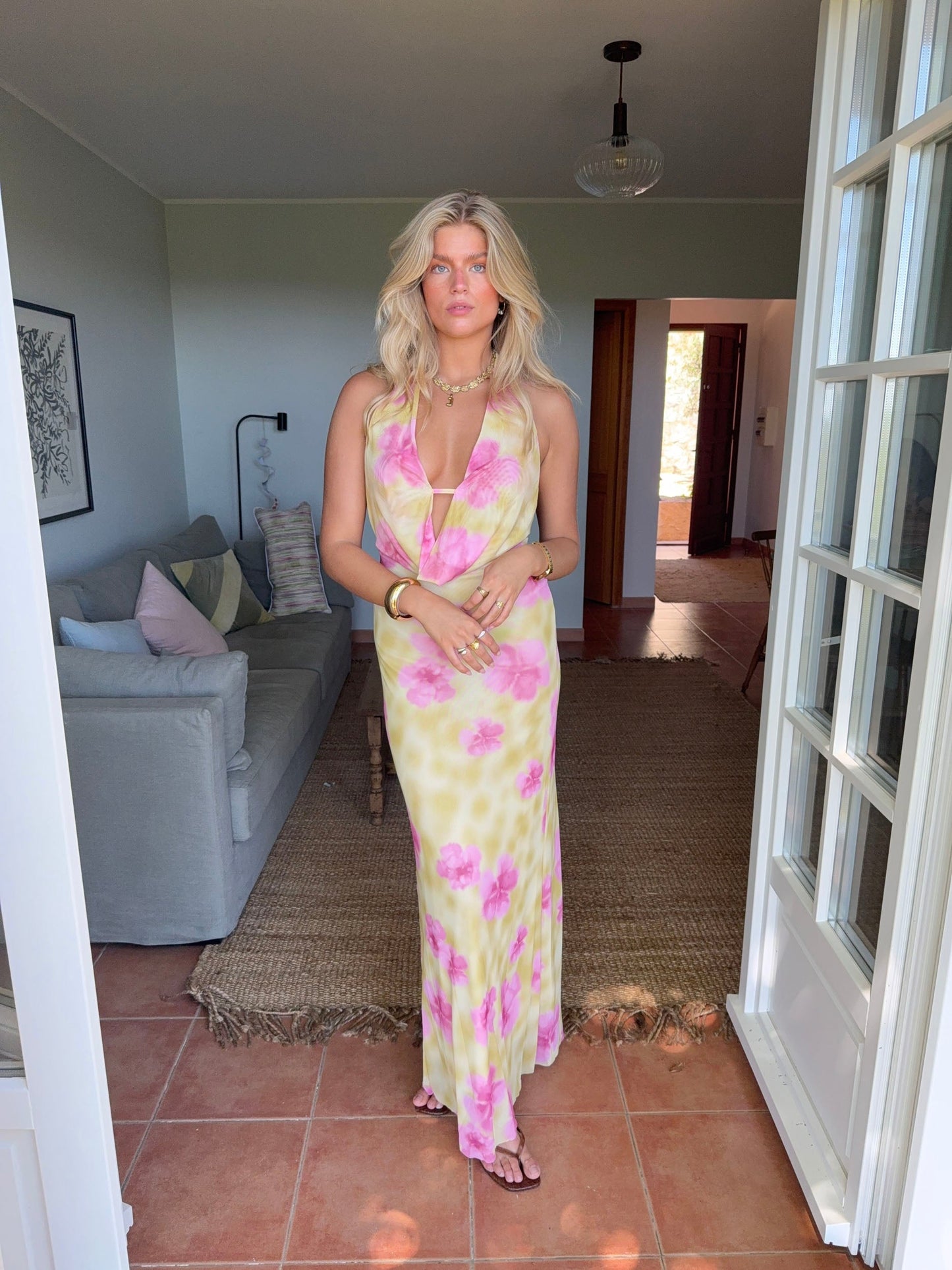 Columbine | Floral Halter Maxi Dress
