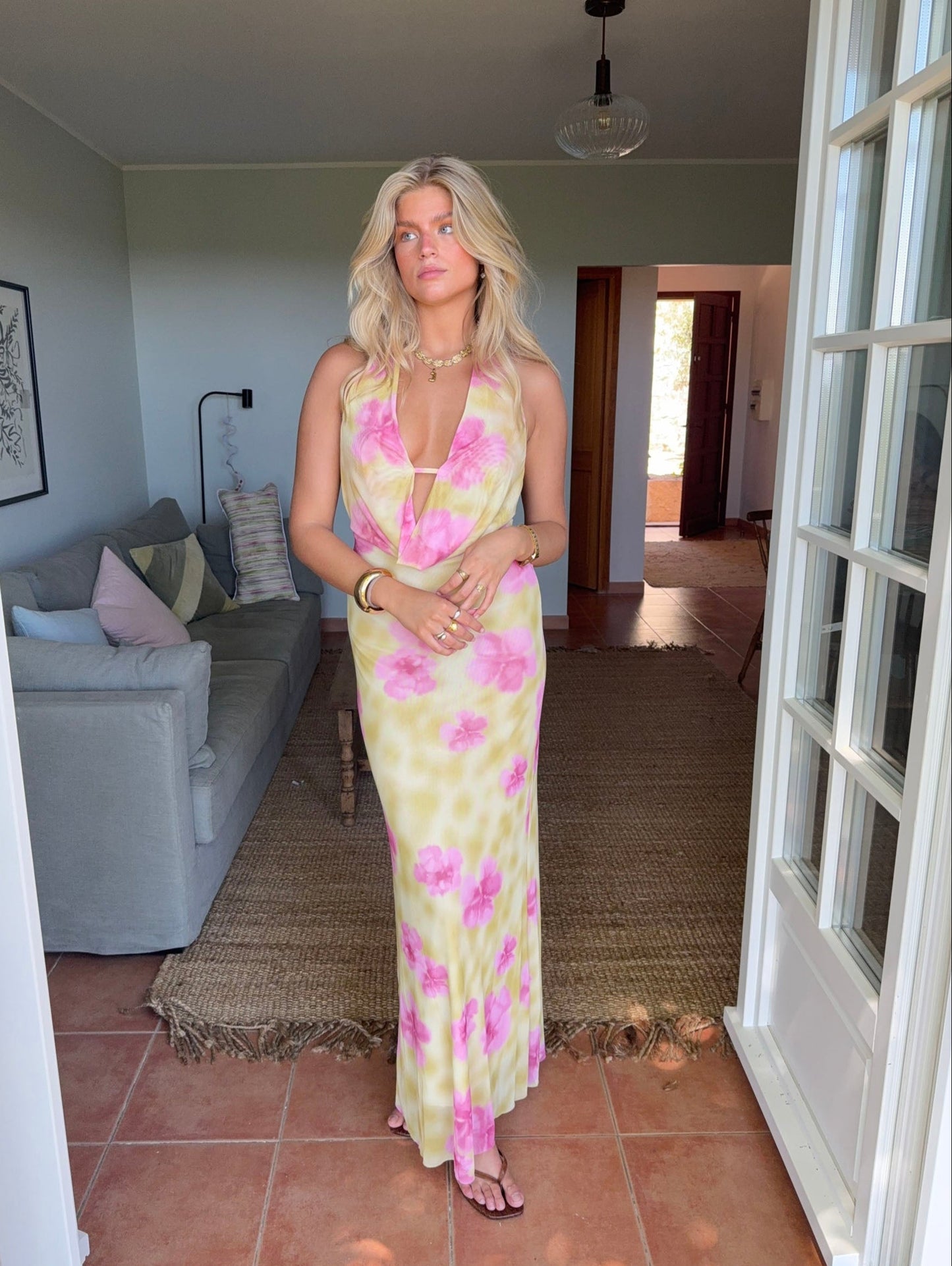 Columbine | Floral Halter Maxi Dress