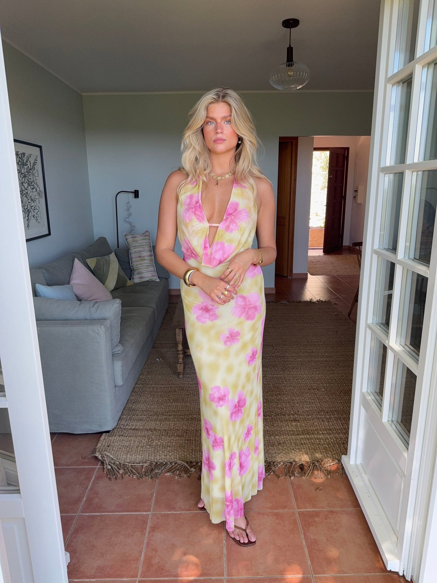 Columbine | Floral Halter Maxi Dress