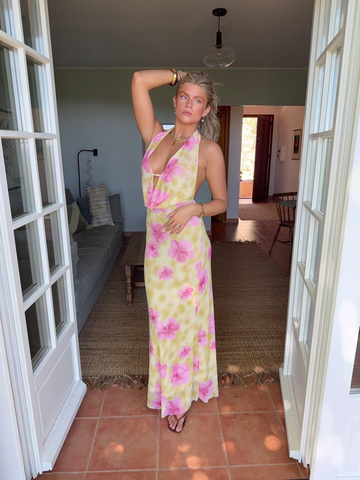 Columbine | Floral Halter Maxi Dress