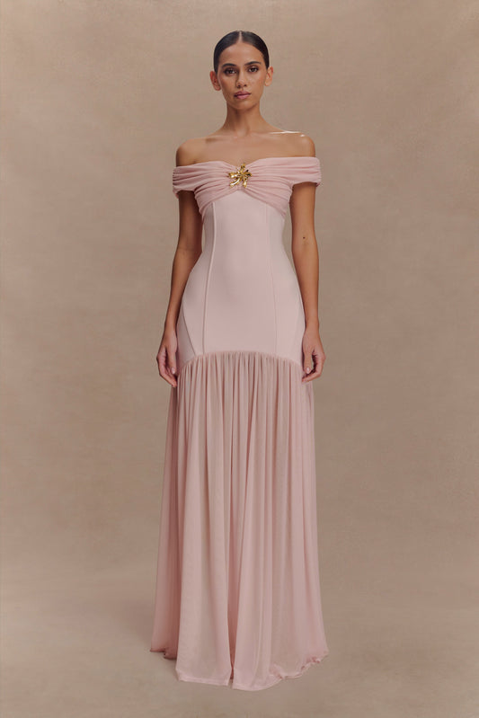 Lola Off Shoulder Crepe Maxi Dress