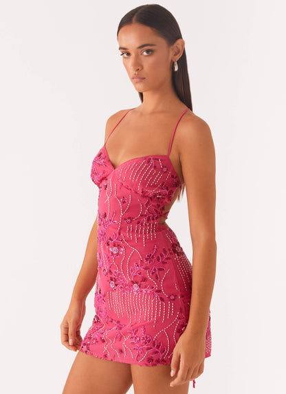 Sequin Cami Mini Dress - Magenta