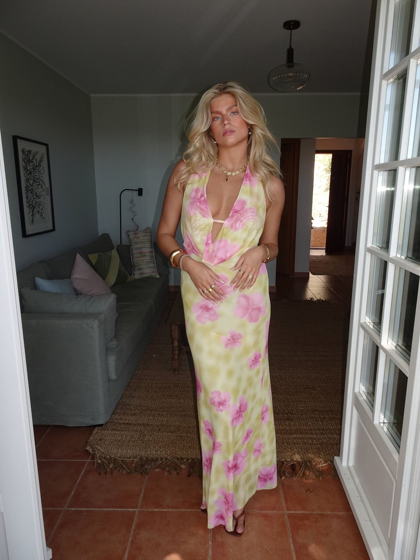 Columbine | Floral Halter Maxi Dress